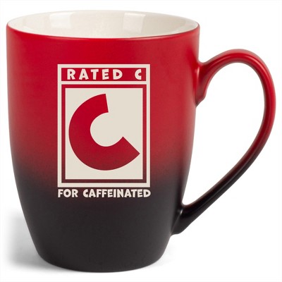 100 North Video Game 10 Ounce Red and Black Two Toned Ombre, Comfortably Fits Your Hands, Ceramic Tea Coffee Cup Mug, Rated C For Caffeinated