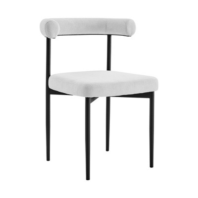 HomeRoots Set of Two Gray And Black Upholstered Polyester Open Back Dining Side Chairs