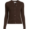 Lands' End Women's Cotton Pointelle Satin Trim Cardigan Sweater - 3 of 4