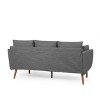 Feichko Contemporary Fabric Pillow Back 3 Seater Sofa Charcoal/Walnut - Christopher Knight Home - 3 of 4