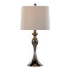 LumiSource (Set of 2) Ashland 27" Contemporary Metal Table Lamps Gun Metal with Light Gray Textured Slub Linen Shade from Grandview Gallery - 3 of 4