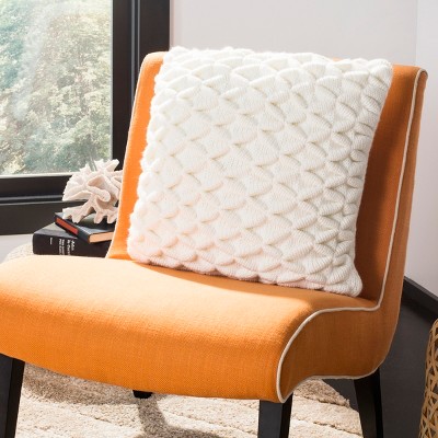 Beige and Gray Pom Pom Knit Square Pillow