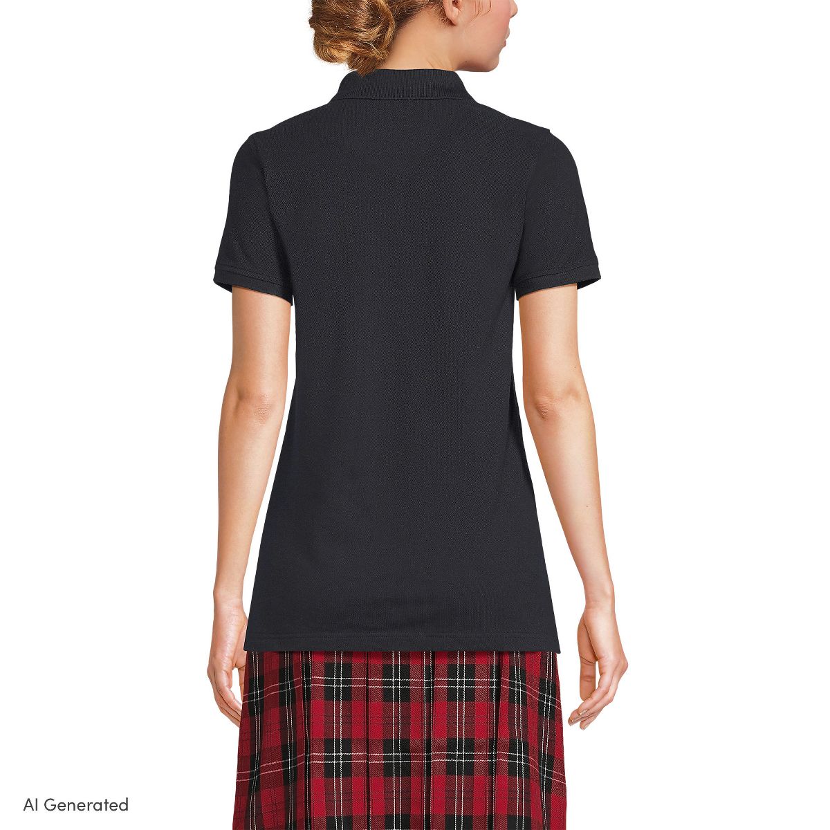 Lands' End School Uniform Young Women's Short Sleeve Mesh Polo Shirt - thumbnail 2