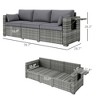 3 Seater Wicker Sofa with Side Trays, Outdoor Patio Couch with 6" Thick Back Cushions, Deep Seating - 3 of 4
