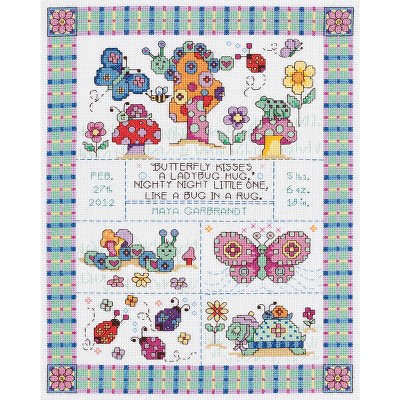 Janlynn Counted Cross Stitch Kit 9.75"X9.75"-Bug In A Rug Sampler (14 Count)