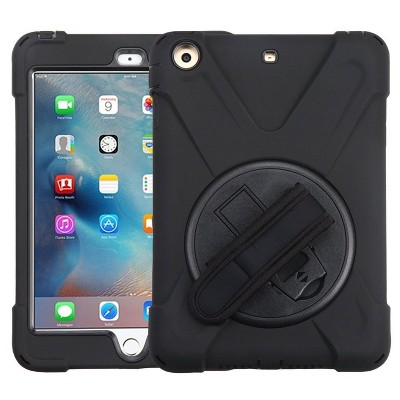MYBAT For Apple iPad Mini 1/2/3 Black Wristband Hard Rubberized Case Cover w/stand