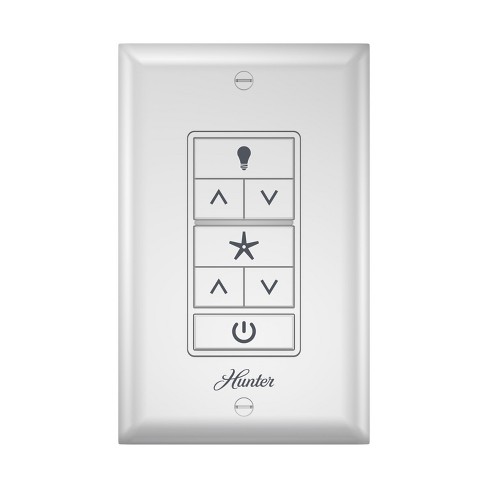 Hunter Fan Company 99375 Ceiling Universal Wall Control Switch With 75 Foot Range Light Dimming Compatibility And 3 Sds White Target - Ceiling Fan Remote Hunter Control