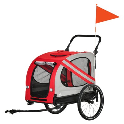 VisioGear Dog Bike Stroller, 2-in-1 Pet Cart Bicycle Carrier, Road-Visibility Bicycle Stroller, Black & Red, 55"*28.75"*42.5"