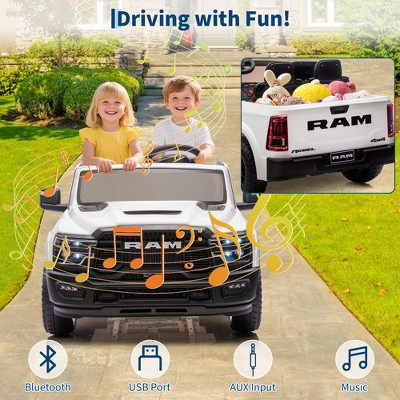 Licensed Dodge 2 Seater Electric Car for Kids Boys Girls,  24v Ride on Truck w/Parent Control, Car Toys w/Bluetooth, Spacious Truck Bed, Funny Gifts