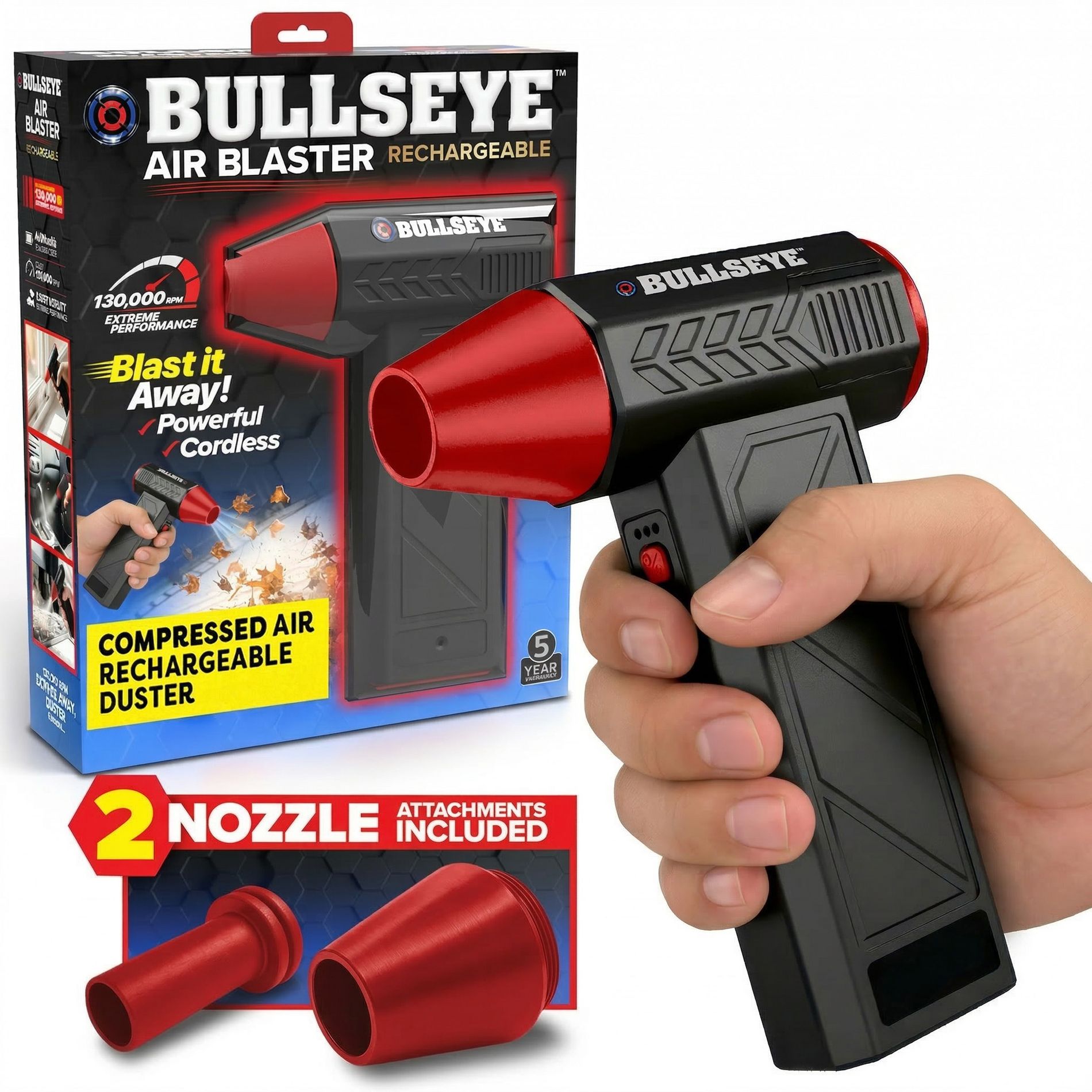 Bullseye Blower Portable Rechargeable Air Blower Blaster Electric Leaf Blower Dust Air Snow Blower