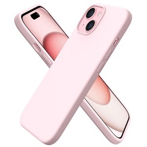 BONGEEK Compatible with iPhone15 Case Slim Liquid Silicone 3 Layers Full Covered Soft Gel Rubber Anti-Scratch Shockproof Protective Cover , Chalk Pink - 1 of 4
