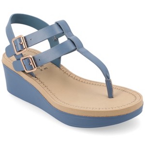 Journee Collection Womens Bianca Wedge Heel Buckle Sandals - 1 of 4