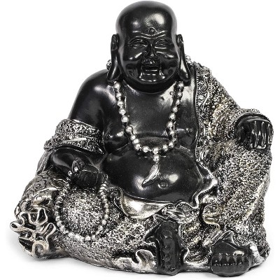 Juvale 7" Sitting Laughing Buddha Statue Figurine, Lucky Happy Buddha for Home Garden Decor Feng Shui Gift