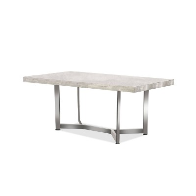 72" Ravine Rectangle Dining Table Light Gray/Chrome - miBasics