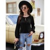 Womens Tops V Neck Long Lantern Sleeve Shirts Tunic Top Casual Loose Blouse - 3 of 4