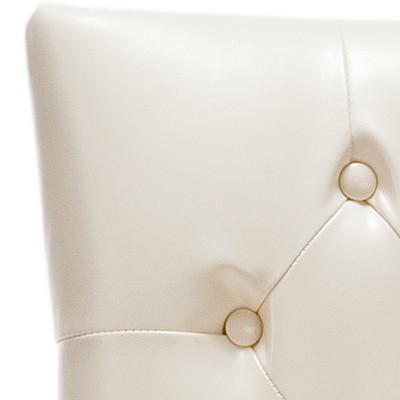 Transitional Amanda Slipper Chair in Flat Cream Leather and Wood