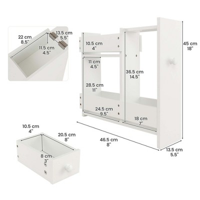 White MDF Freestanding Bathroom Cabinet with Flip Top and Pull-Out Shelves