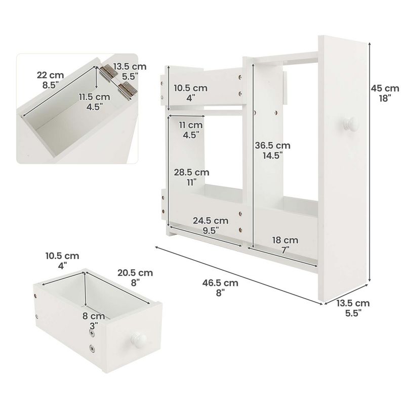 Costway Bathroom Floor Cabinet Toilet Narrow Storage Organizer with Flip Top White, 4 of 11