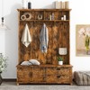 Modern Style Hall Tree with Storage Cabinet and 2 Large Drawers, Widen Mudroom Bench with 5 Coat Hanging Hooks for Entrance,Hallway - 4 of 4