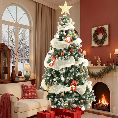 6/7FT Christmas Tree，Easy Setup & Foldable Metal Stand for Home/Office