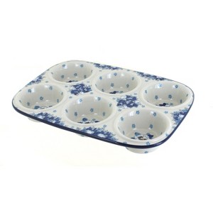 Blue Rose Polish Pottery 811 Ceramika Artystyczna Muffin Pan - 1 of 1