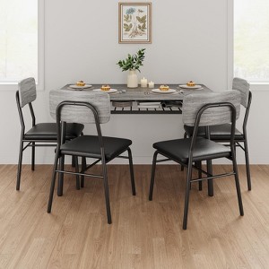 5-Piece Dining Table Set for 4 - 43" Rectangular Kitchen Table with 4 Upholstered Chairs, Space-Saving Furniture for Apartments & Small Spaces - 1 of 4