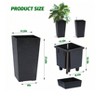 Set of 4 Black Planters (16" tall) with drainage holes, water monitor & inner bucket. Ideal for indoor/outoor porch & patio use. - 4 of 4
