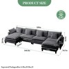 3-Seater Sectional Sofa with Footstool, Deep Corduroy Sofa, Double Cushions, Plush Back and Armrest Pillows, Comfortable Cloud Sofa for Living Room - 2 of 4