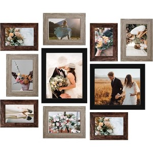 Attop Picture Frames Collage Wall Decor 10-Pack, Gallery Wall Frame Set with 8x10 5x7 4x6 Frames 3 Different Finishes - 1 of 4