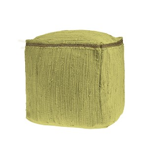 18" Gray and Natural Cotton And Jute Cube Pouf Ottoman - 1 of 4