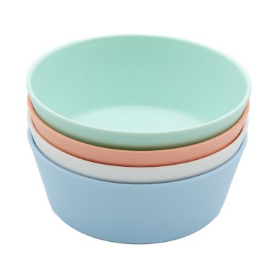 WeeSprout Bamboo Kids Bowls, Set of Four Kid-Sized Dinnerware, Cereal, Leftovers & Snack Bowl