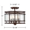 Franklin Iron Works Elwood Modern Ceiling Light Semi Flush Mount Fixture 13 1/4" Wide Oil Rubbed Bronze 4-Light Water Glass Drum Shade for Bedroom - 4 of 4