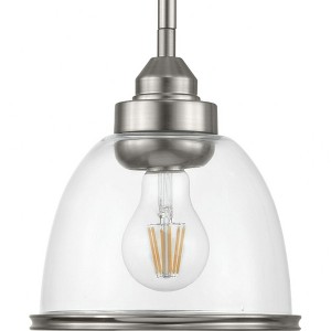 Progress Lighting Saluda 1-Light Mini-Pendant, Brushed Nickel, Clear Glass Shade - 1 of 2