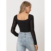 Allegra K Women's Sweetheart Neck Mesh Long Sleeve Corset Bustier Crop Tops - 3 of 4