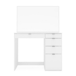 Polifurniture Linden Vanity with Mirror White: Modern Rectangle Vanity Desk, Wood Composite, Unlit - 1 of 4