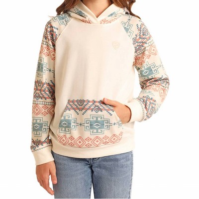 Girl Contrast Sleeve Hoodie - Rock & Roll Cowgirl