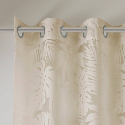 Maui Tan Palm Leaf Sheer Grommet Window Panel