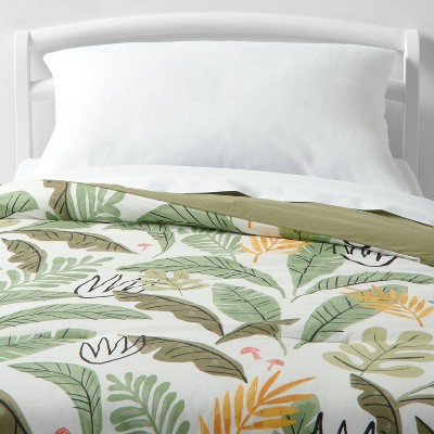 4pc Botanical Leaf Twin Kids' Comforter Bedding Set Green and White - Sweet  Jojo Designs