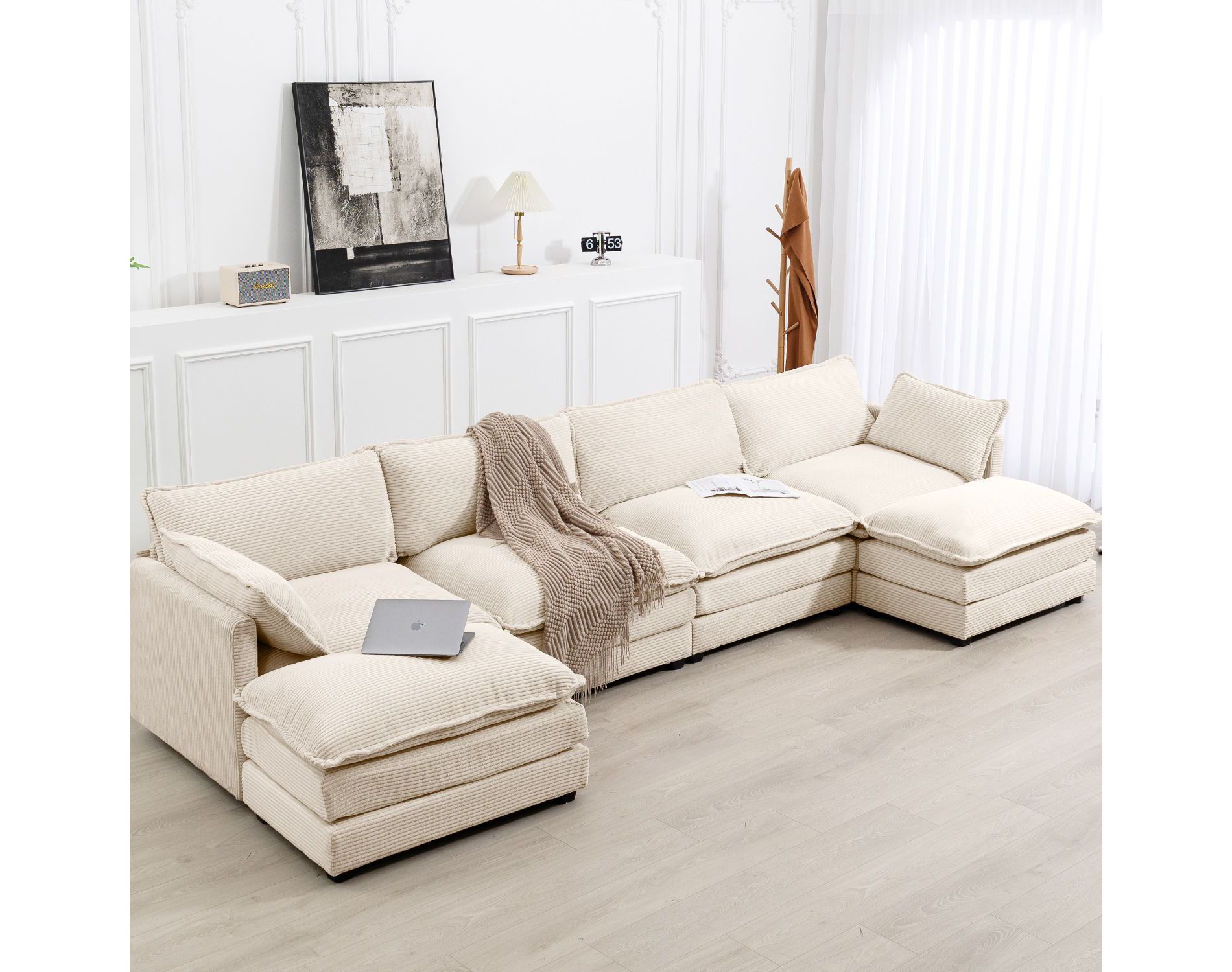 HYLEORY Corduroy Modular Sectional Sofa Couch Accessories