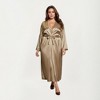 Anna-Kaci Lounge Women's PLus Size Satin Robe and Slip Set with Smooth Draping Fabric and Elegant Silhouette - 2 of 4