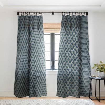 Holli Zollinger Mosaic Scallop Blue 50" x 84" Single Panel Sheer Window Curtain - Deny Designs