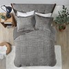3Pcs Comforter Mini Set Soft Faux Fur Checkboard Pattern Down Alternative Comforter with Shams - 3 of 4