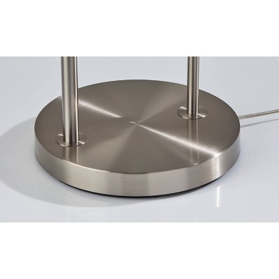 Amira 64" Brushed Steel Floor Lamp with Shelf and White Shade