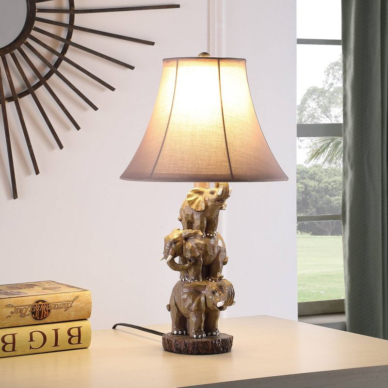 21&#34; Wildlife 3 Stacked Elephant Polyresin Table lamp Brown - Ore International, 4 of 5