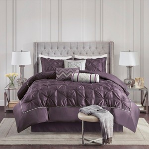 Gulches 7 Piece Tufted Comforter Set Plum Cal King - 1 of 4