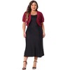 Agnes Orinda Women's Plus Size Short Sleeve Sheer Floral Lace Open Front Cropped Cardigans - 3 of 4