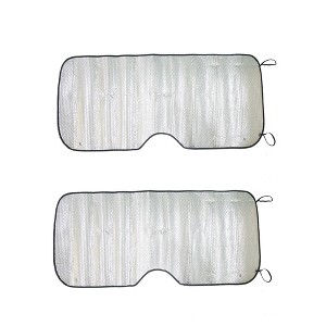 Unique Bargains Aluminum Foil Foldable Car Window Windshield Sun Shade Visor 140x70cm Black 2 Pcs - 1 of 4