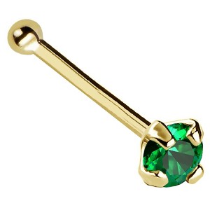 Jewelry Avalanche 22G 14K Gold Ball-end Nose Stud with Emerald Gemstone - 1 of 2