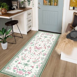 Farmhouse Floral Area Rugs Modern Vintage Flower Carpet for Bedroom Soft Non Slip Flower Carpet for Playroom Living Room - 1 of 4