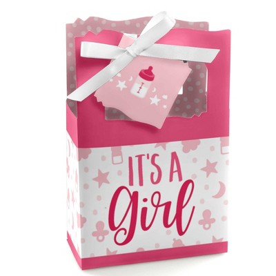 Big Dot of Happiness It's a Girl - Pink Baby Shower Favor Boxes - Set of 12